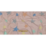 Pink and Rainbow Stars Stretch Polyester and Rayon French Terry