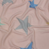 Pink and Rainbow Stars Stretch Polyester and Rayon French Terry