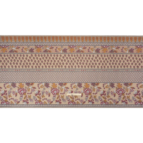 Tan, Red and Orange Rustic Floral Stripes Stretch Polyester and Rayon French Terry