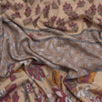 Tan, Red and Orange Rustic Floral Stripes Stretch Polyester and Rayon French Terry