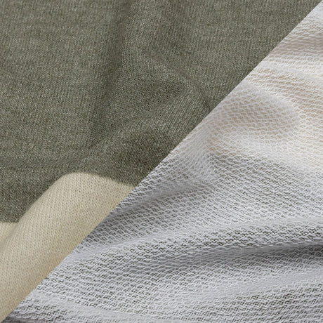 Olive, Beige and Misty Rose Stripes Stretch Polyester and Rayon French Terry