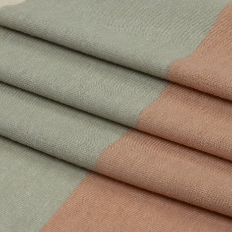 Olive, Beige and Misty Rose Stripes Stretch Polyester and Rayon French Terry