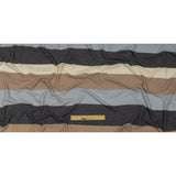 Charcoal, Gray and Beige Stripes Stretch Polyester and Rayon French Terry