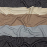 Charcoal, Gray and Beige Stripes Stretch Polyester and Rayon French Terry