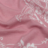 Pink and White Fancy Paisley Polyester and Rayon Jersey
