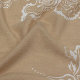 Beige and White Fancy Paisley Polyester and Rayon Jersey