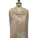 Beige and White Fancy Paisley Polyester and Rayon Jersey