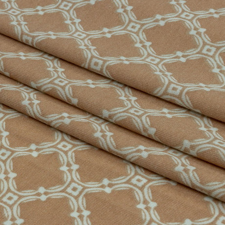 Beige and Pale Mint Decorative Lattice Polyester and Rayon Jersey