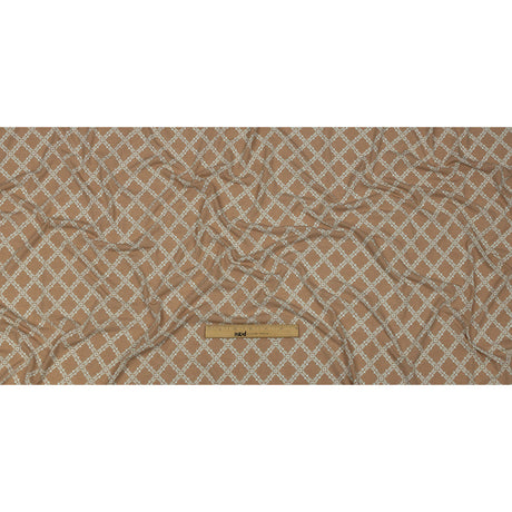 Beige and Pale Mint Decorative Lattice Polyester and Rayon Jersey