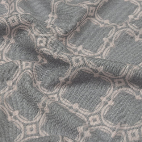 Dusty Purple and Pale Pink Decorative Lattice Polyester and Rayon Jersey