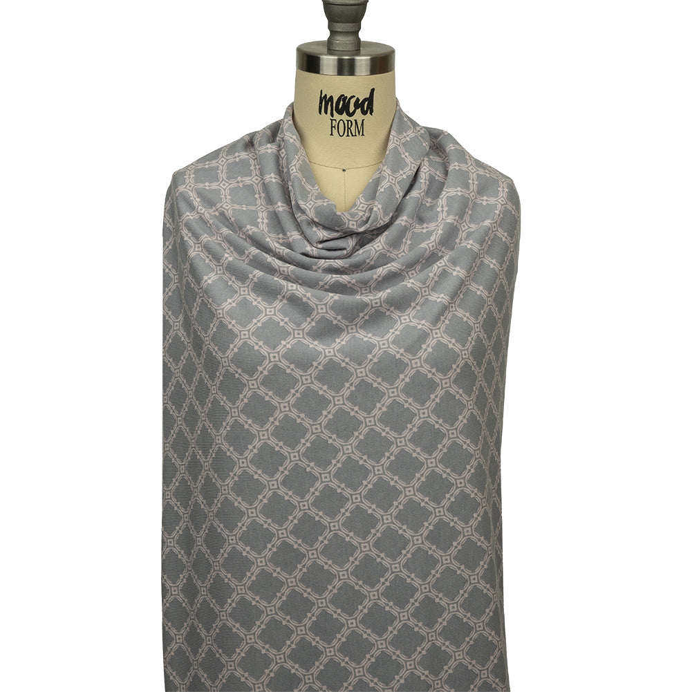 Dusty Purple and Pale Pink Decorative Lattice Polyester and Rayon Jersey