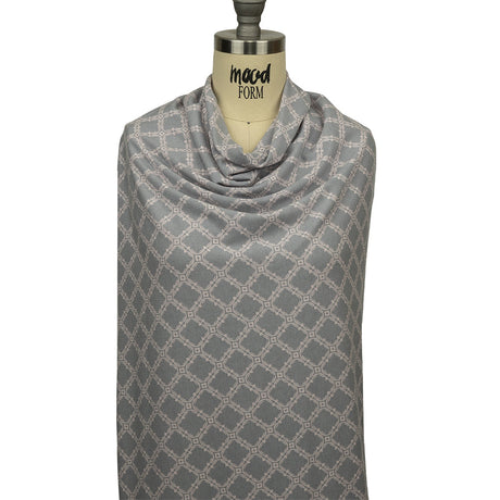 Dusty Purple and Pale Pink Decorative Lattice Polyester and Rayon Jersey