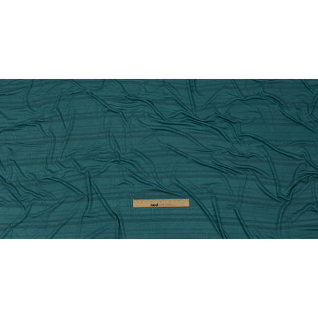 Teal and Charcoal Striped Stretch Rayon Rib Knit