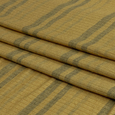 Ochre and Charcoal Striped Stretch Rayon Rib Knit