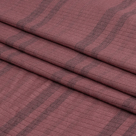 Rose and Charcoal Striped Stretch Rayon Rib Knit