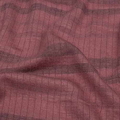 Rose and Charcoal Striped Stretch Rayon Rib Knit