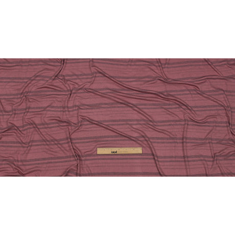Rose and Charcoal Striped Stretch Rayon Rib Knit