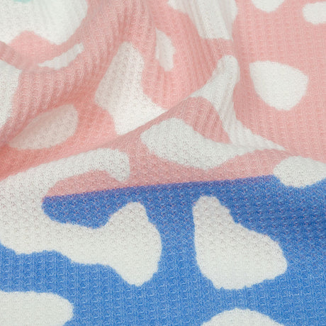 Blue, Pink and Mint Leopard Spots and Stripes Waffle Knit