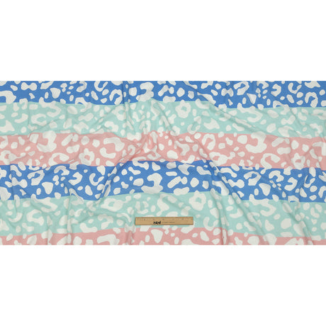 Blue, Pink and Mint Leopard Spots and Stripes Waffle Knit