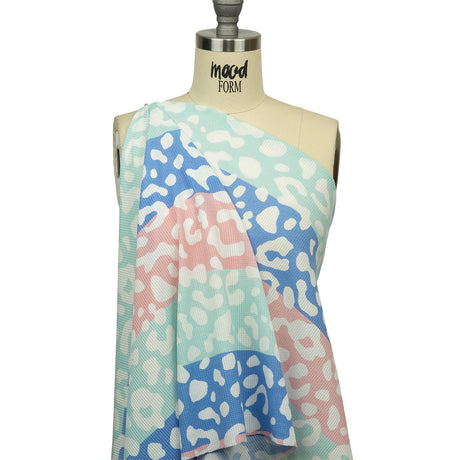 Blue, Pink and Mint Leopard Spots and Stripes Waffle Knit