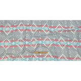Pink, Sky Blue and Gray Geometric and Striped Polyester and Rayon Waffle Knit