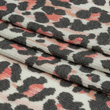 Gunmetal, Pink and Foggy Dew Leopard Spots Polyester and Rayon Waffle Knit