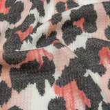 Gunmetal, Pink and Foggy Dew Leopard Spots Polyester and Rayon Waffle Knit