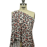 Gunmetal, Pink and Foggy Dew Leopard Spots Polyester and Rayon Waffle Knit