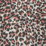 Gunmetal, Pink and Foggy Dew Leopard Spots Polyester and Rayon Waffle Knit
