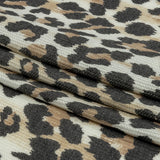 Black, Tan and White Leopard Spots Polyester and Rayon Waffle Knit