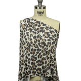 Black, Tan and White Leopard Spots Polyester and Rayon Waffle Knit