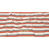 Coral, Navy and White Striped Polyester and Rayon Waffle Knit