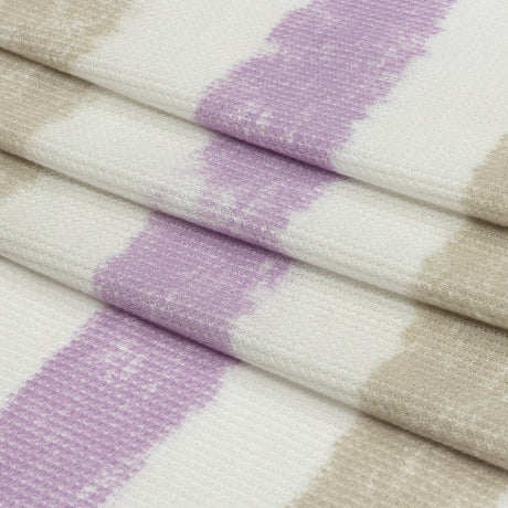Beige, Lilac and White Painterly Stripes Polyester and Rayon Waffle Knit