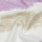 Beige, Lilac and White Painterly Stripes Polyester and Rayon Waffle Knit