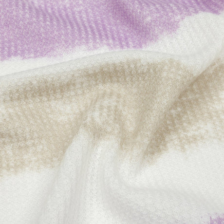 Beige, Lilac and White Painterly Stripes Polyester and Rayon Waffle Knit