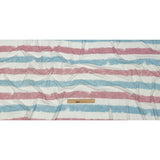 Sky, Rose and White Painterly Stripes Polyester and Rayon Waffle Knit