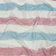 Sky, Rose and White Painterly Stripes Polyester and Rayon Waffle Knit