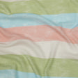 Celadon Green, Sky Blue and Pink Striped Polyester and Rayon Waffle Knit