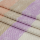 Lilac, Beige and Peach Striped Polyester and Rayon Waffle Knit
