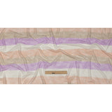 Lilac, Beige and Peach Striped Polyester and Rayon Waffle Knit