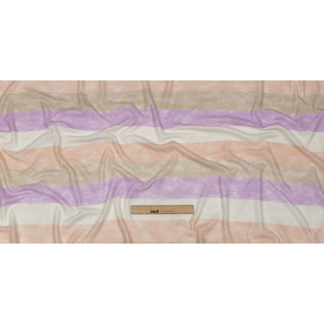 Lilac, Beige and Peach Striped Polyester and Rayon Waffle Knit