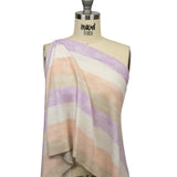 Lilac, Beige and Peach Striped Polyester and Rayon Waffle Knit