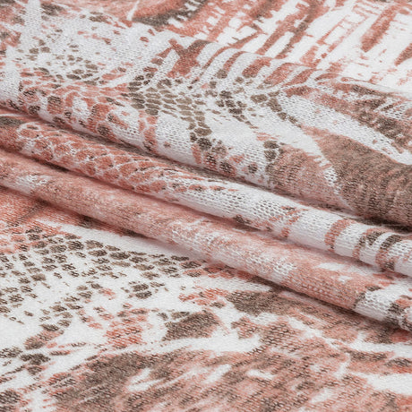 Rose, White and Brown Animal Motley Polyester and Rayon Open Sweater Knit