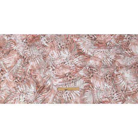 Rose, White and Brown Animal Motley Polyester and Rayon Open Sweater Knit