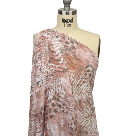Rose, White and Brown Animal Motley Polyester and Rayon Open Sweater Knit