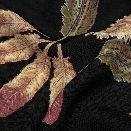 Black, Pink and Beige Flying Feathers Polyester Woven