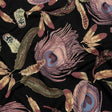 Black, Pink and Beige Flying Feathers Polyester Woven