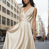 Sustainable Viscose Fluid Satin - Light Stone - Mood Exclusive Elliana Collection