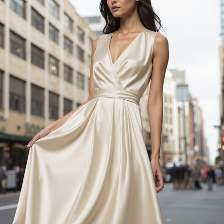 Sustainable Viscose Fluid Satin - Light Stone - Mood Exclusive Elliana Collection