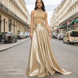 Sustainable Viscose Fluid Satin - Beige - Mood Exclusive Elliana Collection